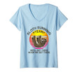 Womens Vintage Sloth Running Team We'll Get There When We Get There V-Neck T-Shirt