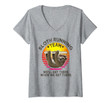 Womens Vintage Sloth Running Team We'll Get There When We Get There V-Neck T-Shirt