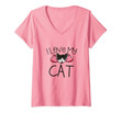 Womens I Love My Cat Fun Tuxedo Cat Artwork V-Neck T-Shirt