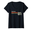 Womens Vintage 1981 Chest Stripe 40th Birthday V-Neck T-Shirt