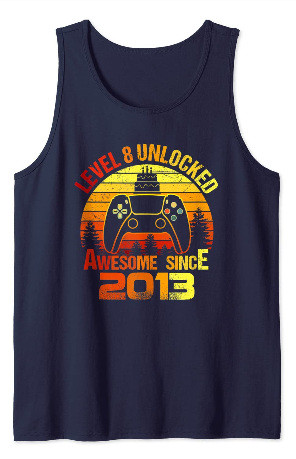 Mens 8 Yrs Old Gift Boy Level 8 Unlocked Awesome 2013 Birthday Tank Top
