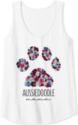 Womens Aussiedoodle Mama Floral Paw Dog Mom Tank Top