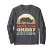 Rhino Vintage Retro Men Women Kids Save The Chubby Unicorns Long Sleeve T-Shirt