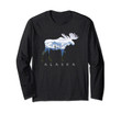 Alaska Day Moose Snowy Mountain Long Sleeve Shirt