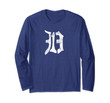 Detroit 313 Shirt Vintage Old English D Area Code Michigan Long Sleeve T-Shirt