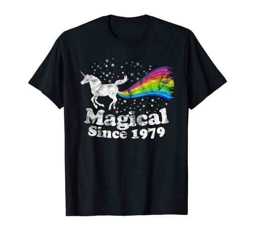 Funny 40th Birthday Magical Farting Unicorn Rainbow 1979 T Shirt