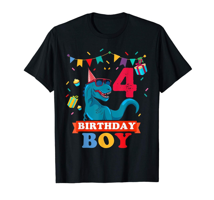 4th Birthday Boy T-shirt Birthday dinosaur