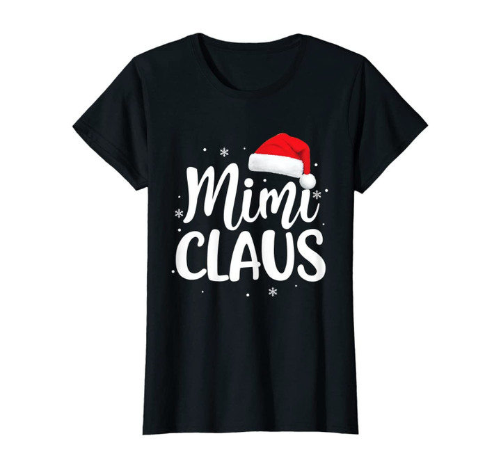 Womens Mimi Claus Christmas Santa Hat Family Matching Pajama T-Shirt