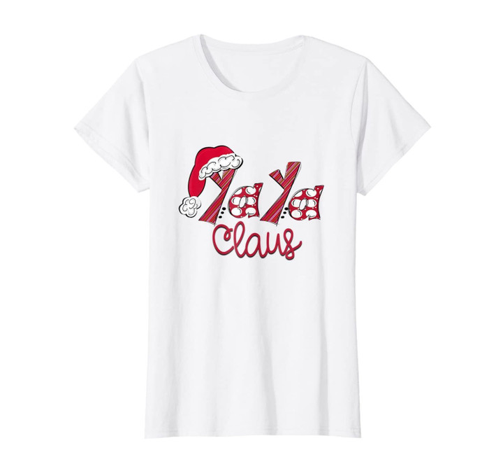 Womens Yaya Claus Christmas Santa Claus Hat -Grandma Gift T-Shirt