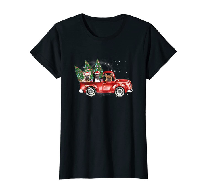 Womens Frenchie Red Truck Family Matching Christmas Pajamas Gift T-Shirt