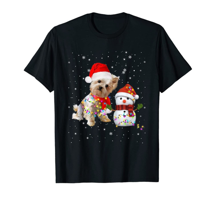 Yorkie Snowman Funny Cute Dog Mom Dad Christmas Gift T-Shirt
