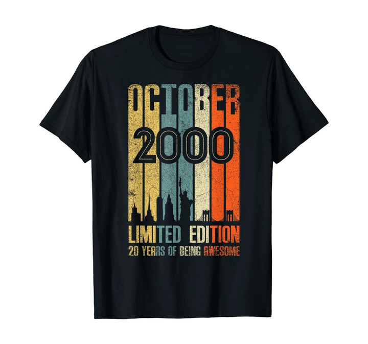 October 2000 T Shirt 20 Year Old Shirt 2000 Birthday Gift T-Shirt
