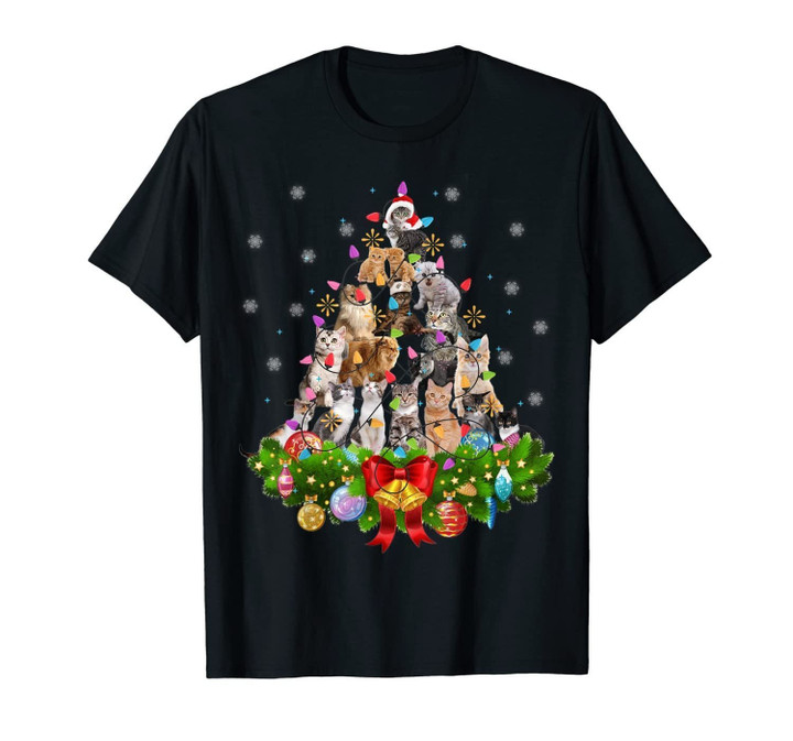 Funny Cat Christmas Tree Xmas Gifts T-Shirt-68797