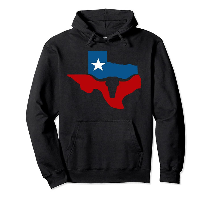 Texas State Flag Longhorn Silhouette Tee Hoodie