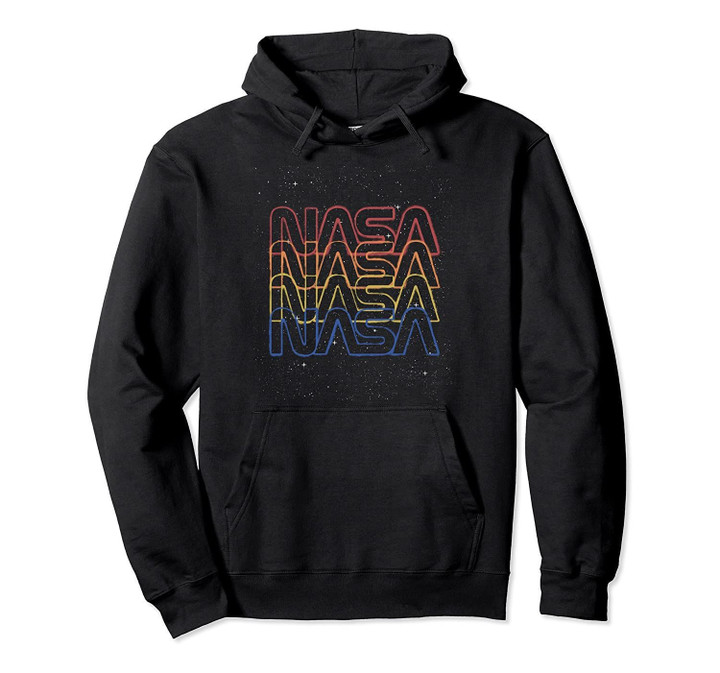 NASA Repeating Rainbow Logo Stars Retro Vintage Hoodie