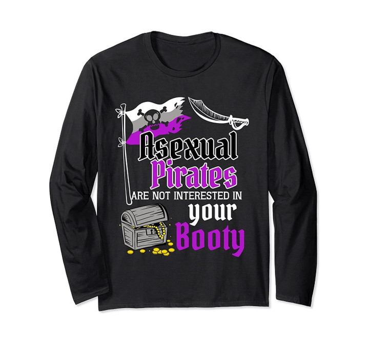Asexual Pirate Booty Funny Pride Flag LGBTQ Funny Gift Long Sleeve T-Shirt