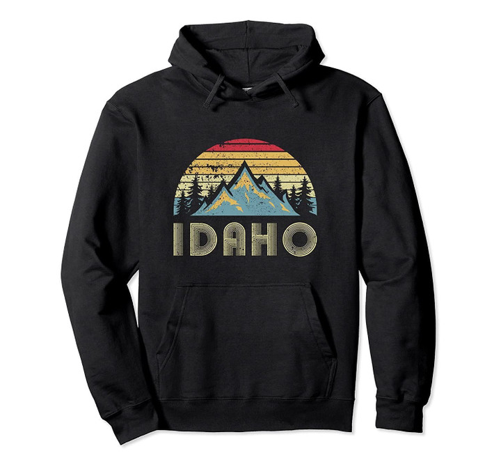 Idaho Retro Vintage Mountains Camping Hiking Hoodie
