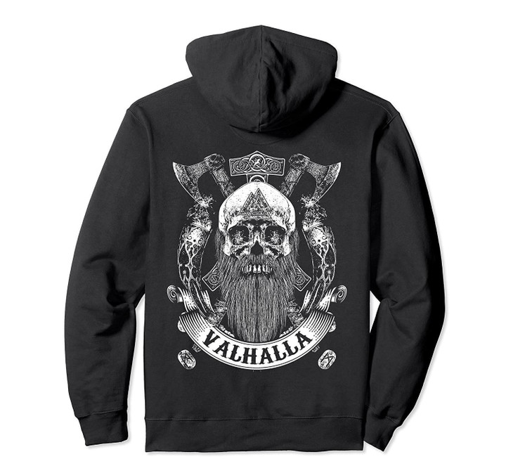 VIKINGS RISE - Skull Beard Runes Valhalla Hoodie Gift