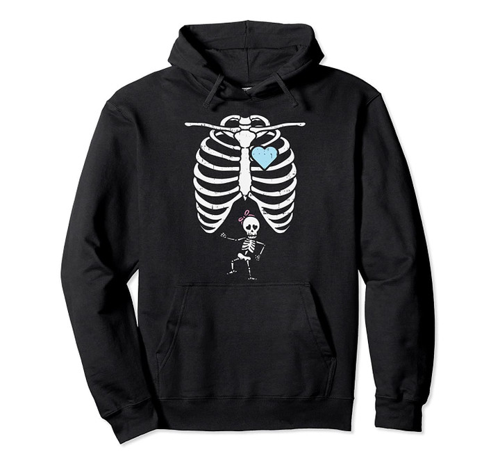 Skeleton Dancing Baby Girl Halloween Pregnancy Announcement Pullover Hoodie