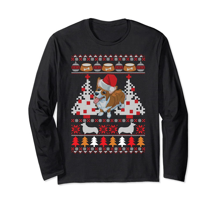 Corgi Ugly Christmas Holiday Dog Long Sleeve T-Shirt