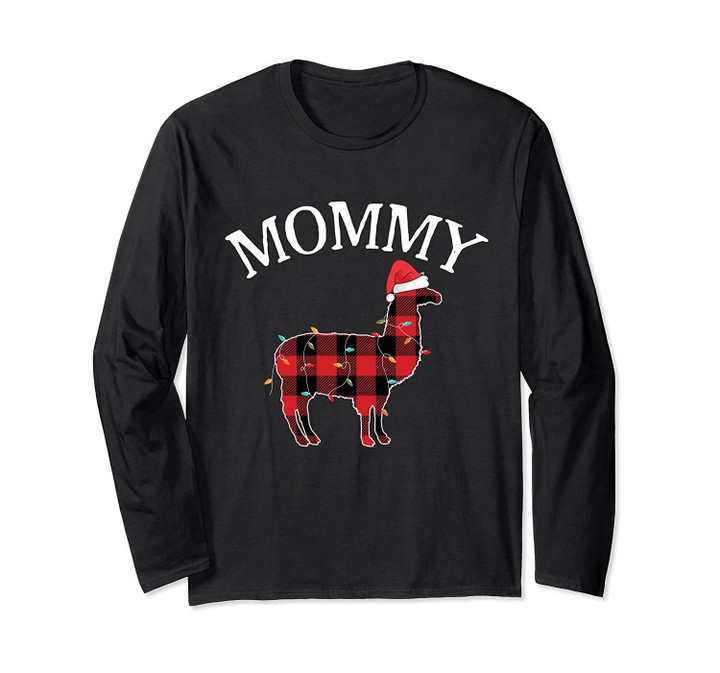 Mommy Llama Santa Christmas Funny Matching Family Pajama Long Sleeve T-Shirt
