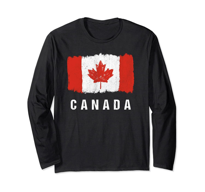 Painted Canada Flag Long Sleeve Shirt | Canadian Flag Tee