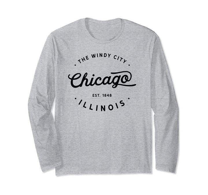 Classic Vintage Retro Chicago Illinois Windy City Long Sleeve T-Shirt