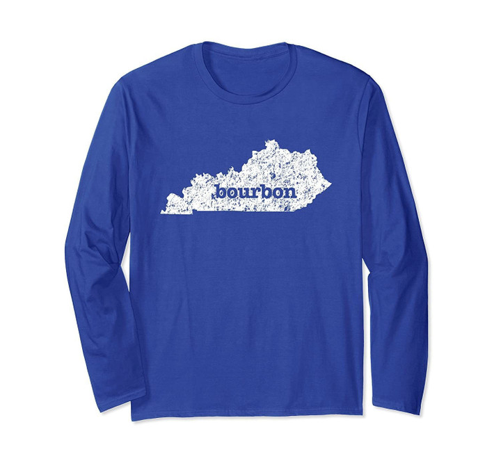 Kentucky Bourbon Love Home State Long Sleeve T-Shirt Blue