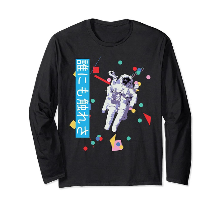 Vaporwave Astronaut Kanji Street Wear Long Sleeve T Shirt