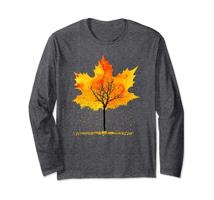 Maple Tree Falling Leaves Autumn Outfit Fall Long Sleeve T-Shirt