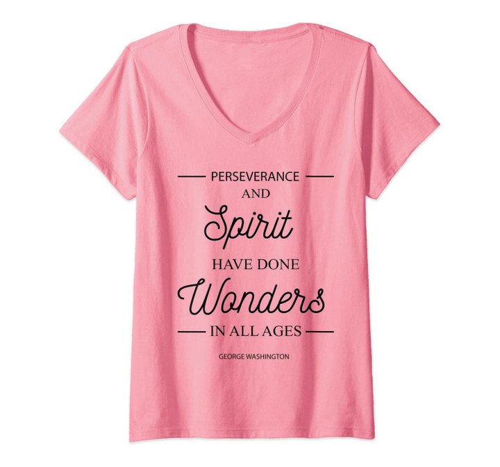 Womens Uplifting, Positive Message, 'Perseverance And Spirit' V-Neck T-Shirt