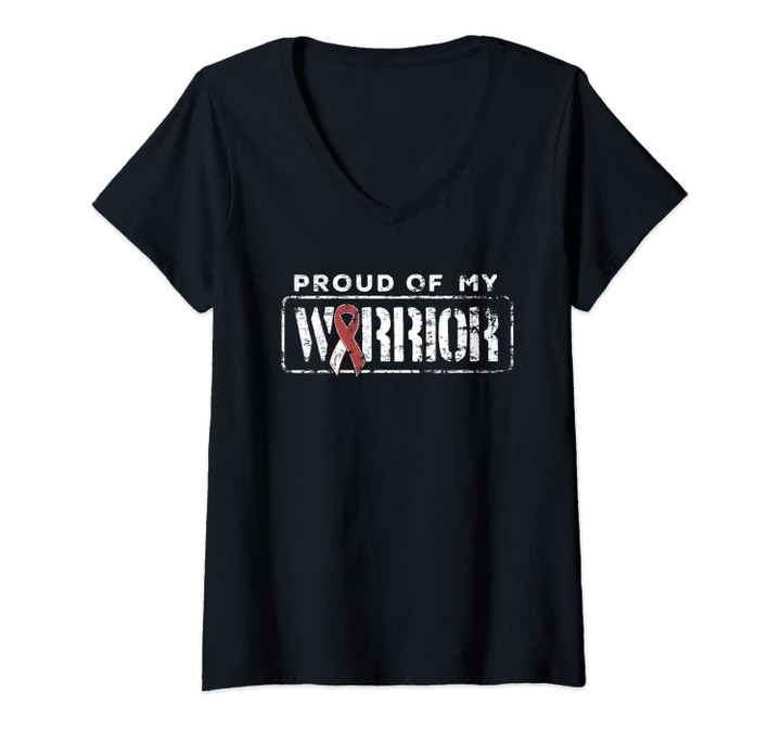 Womens Head And Neck Cancer Support Proud Family Matching Warrior V-Neck T-Shirt