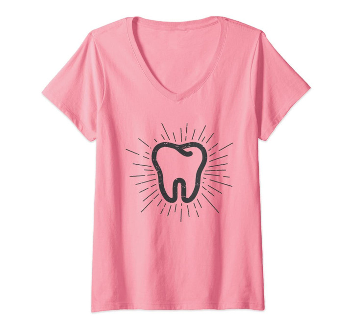 Womens Tooth Dentist Hygienist Dental Oral Hygiene Gift V-Neck T-Shirt