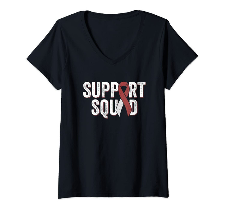 Womens Head And Neck, Throat, Oral Cancer Support Squad V-Neck T-Shirt