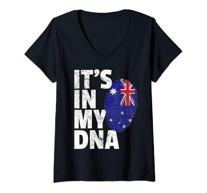 Womens It's In My Dna Australian Australia Flag National Pride Gift V-Neck T-Shirt