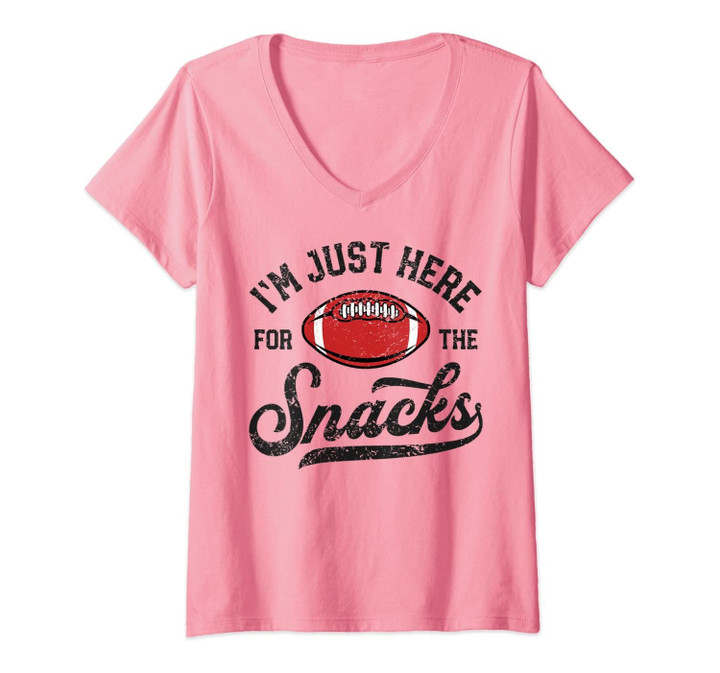 Womens I'm Just Here For The Snacks Funny Fantasy Football League V-Neck T-Shirt