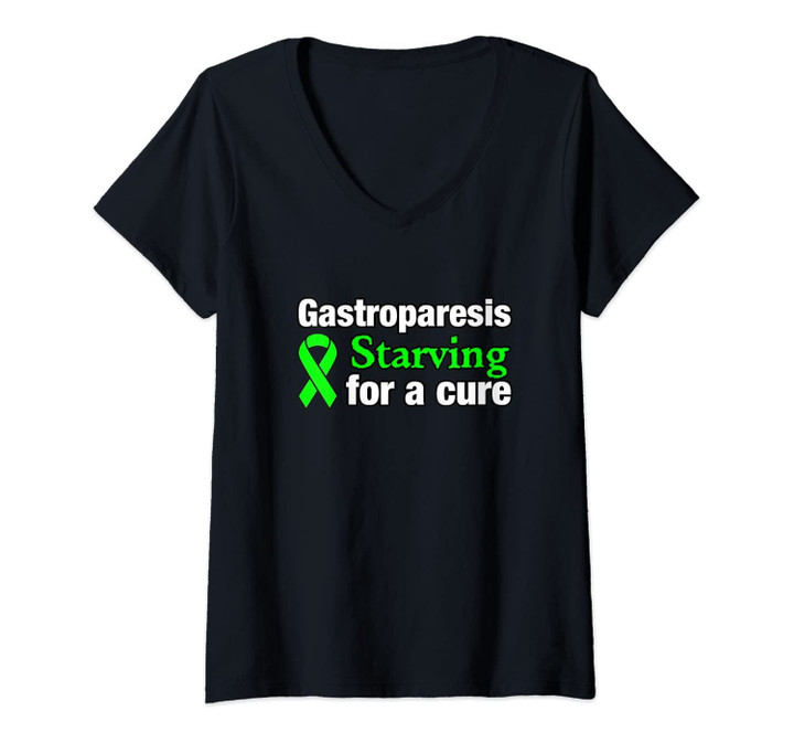 Womens Gastroparesis Awareness Starving For A Cure Ribbon V-Neck T-Shirt