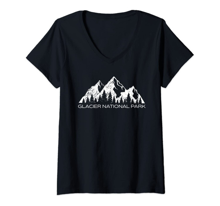 Womens Glacier National Park Montana Gift | Glacier National Park V-Neck T-Shirt