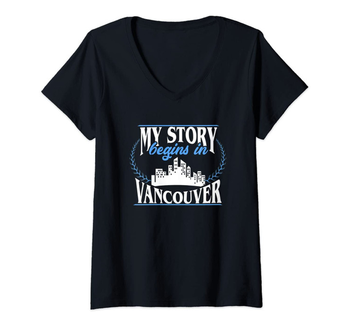 Womens Vancouver Shirt | Born In Vancouver V-Neck T-Shirt