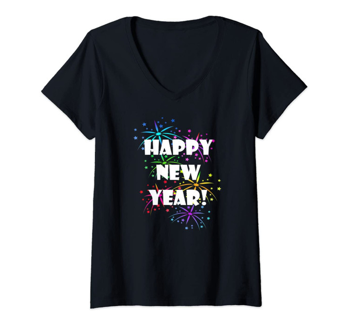 Womens Happy New Year Fireworks For 2020 V-Neck T-Shirt