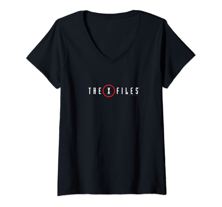 Womens The X-Files White Logo V-Neck T-Shirt