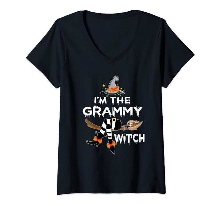 Womens Grandma Tee - I'm The Grammy Witch - Halloween V-Neck T-Shirt