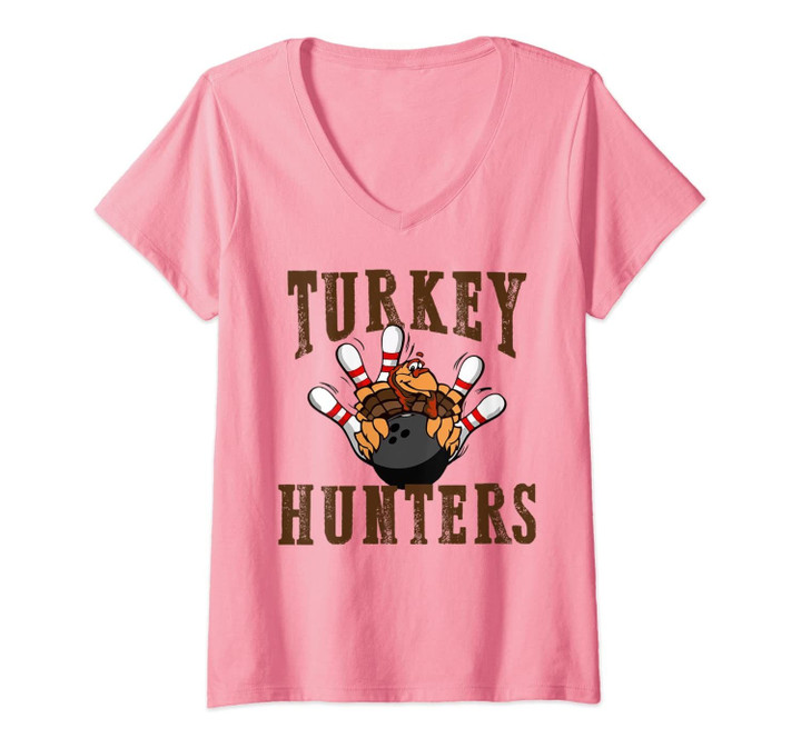 Womens Turkey Hunters Bowling Funny Bowler Gift For Men Women V-Neck T-Shirt