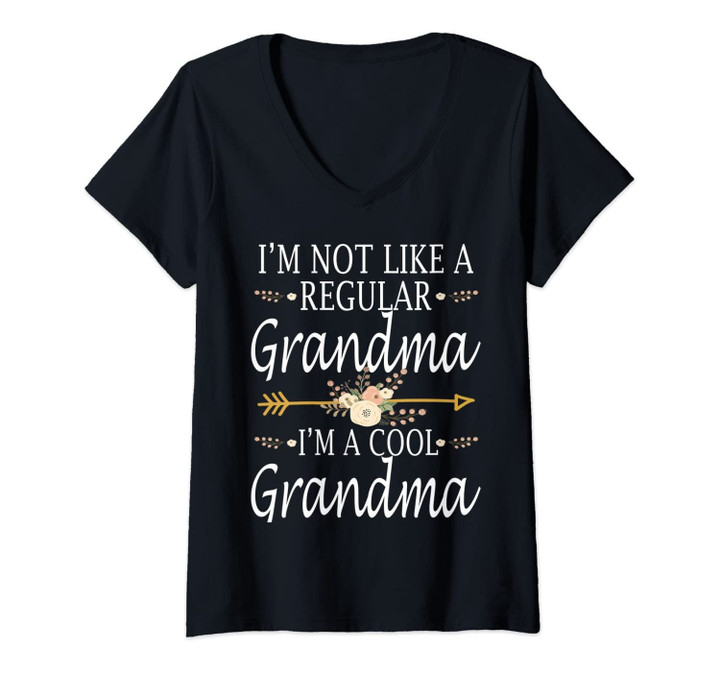 Womens I'm Not Like A Regular Grandma I'm A Cool Grandma V-Neck T-Shirt