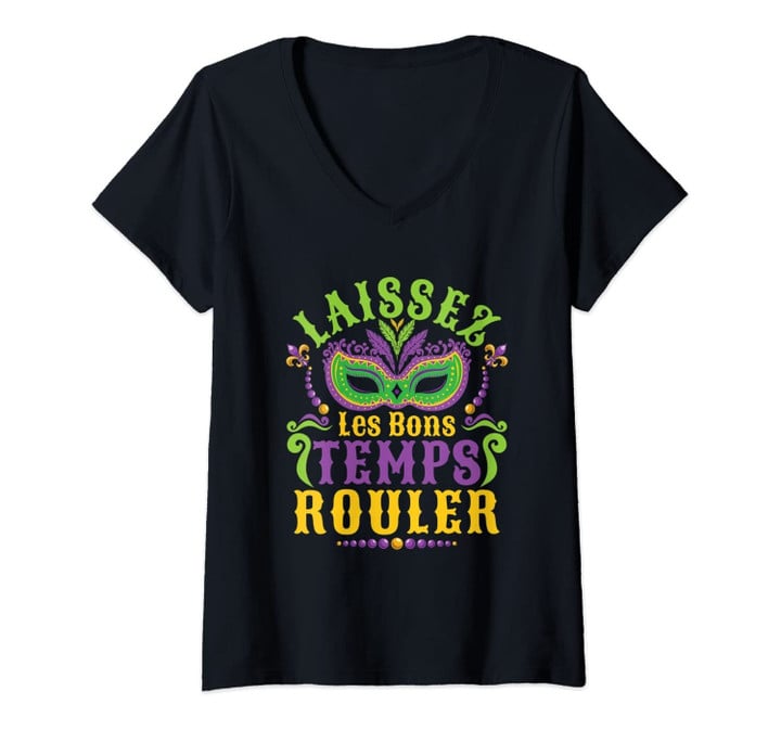 Womens Good Times Roll - Laissez Les Bons Temps Rouler V-Neck T-Shirt