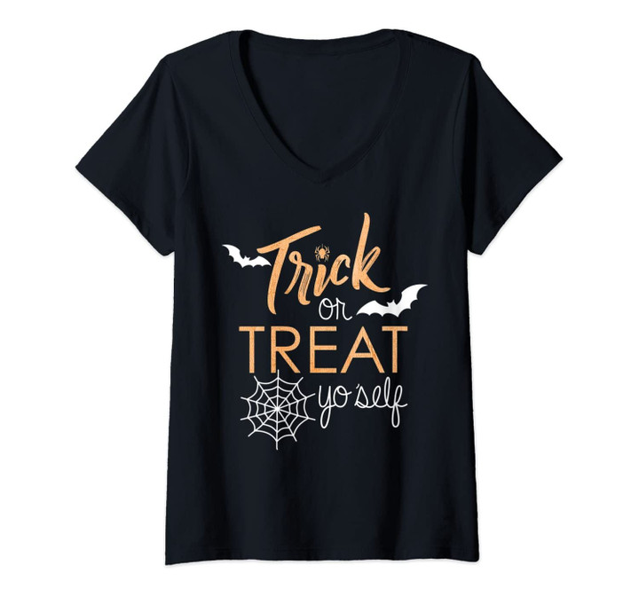 Womens Trick Or Treat Yo Self Halloween V-Neck T-Shirt