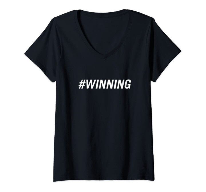 Womens Hashtag #Winning V-Neck T-Shirt