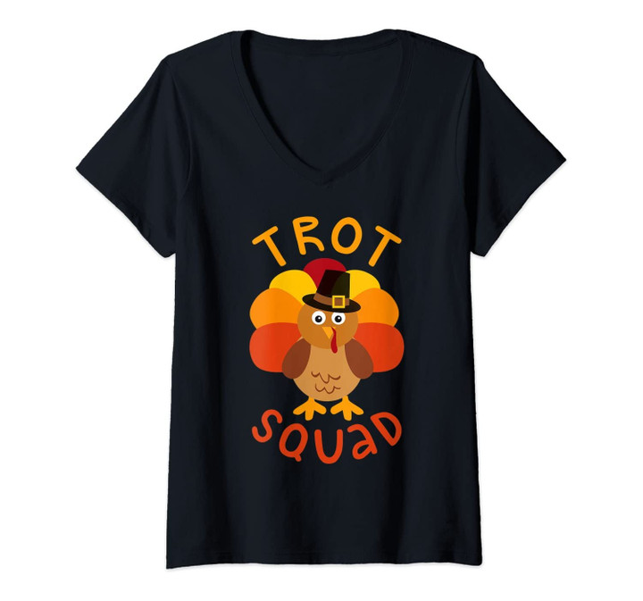 Womens Trot Squad T-Shirt Turkey Pilgrim Costume Shirt V-Neck T-Shirt