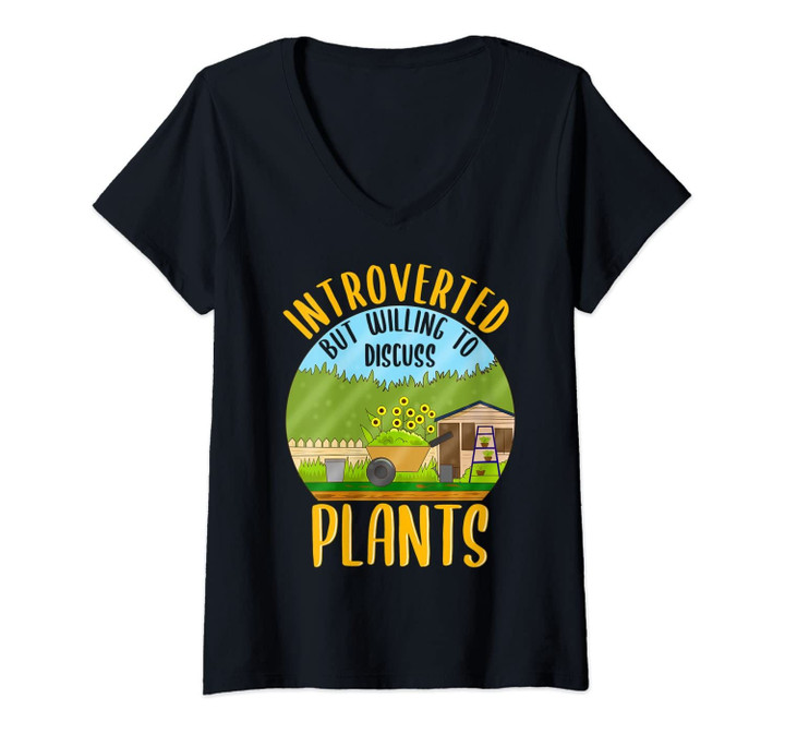 Womens Introverted But Willing To Discuss Plants Shy Succulent V-Neck T-Shirt