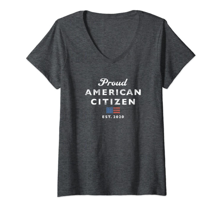 Womens Us Citizen 2020 Est Proud American Patriotic Usa Flag V-Neck T-Shirt